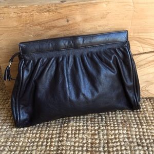 Vintage Black Leather Clutch